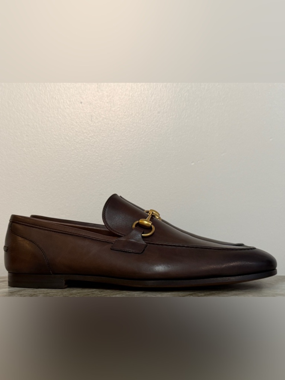 GUCCI JORDAAN Horsebit Leather Loafer Brown  7 / 7.5 US $1100 1953 - Picture 2 of 10